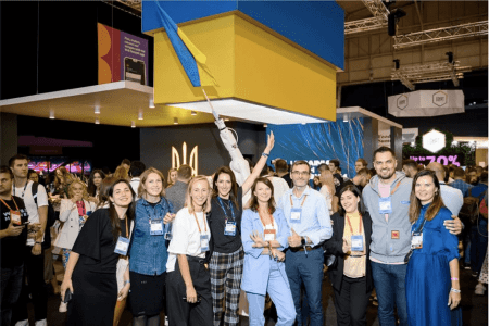 Community at Ukrainian stand at Web Summit 2022